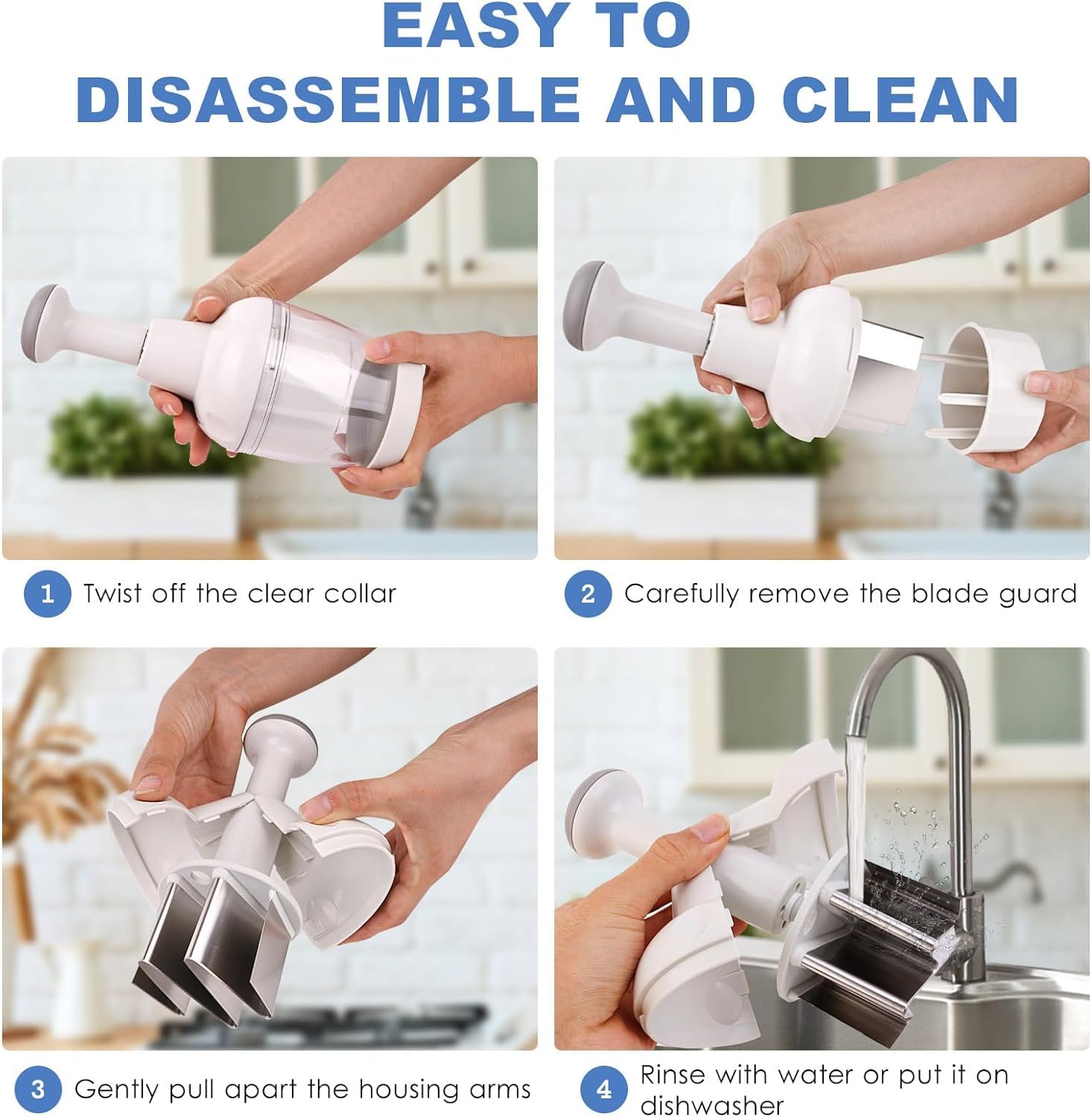 Dishwasher-safe label on Longmann Pampered Chef Chopper for easy cleaning