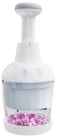 Longmann Pampered Chef Chopper top view, compact for quick veggie prep