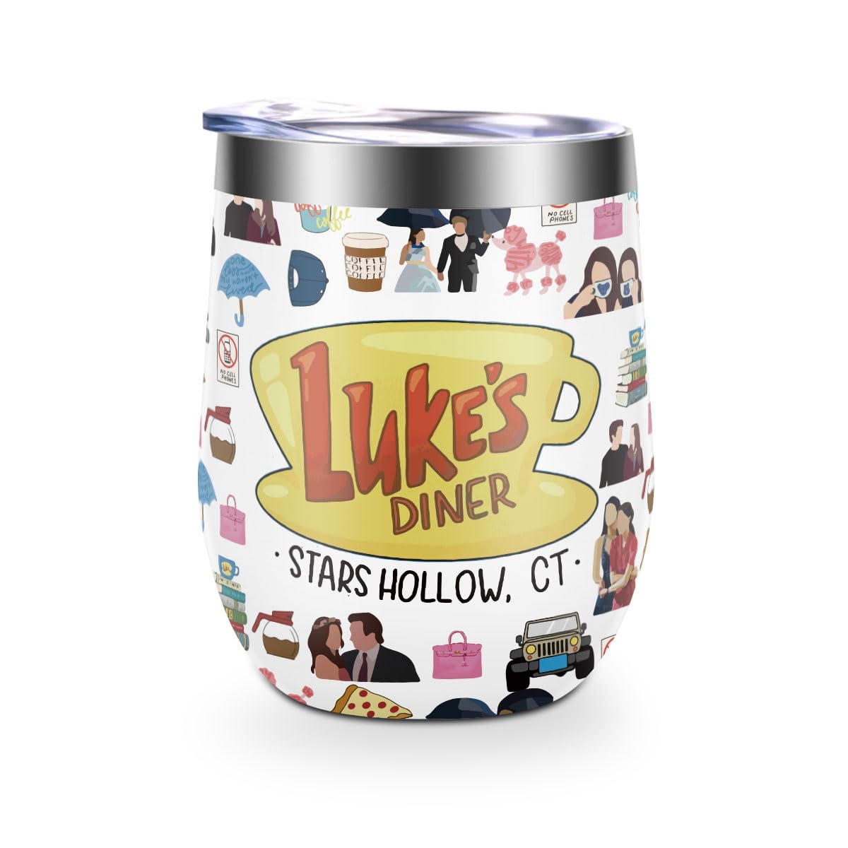 LONGXIN Gilmore-inspired wine tumbler front view, durable outdoor-ready design