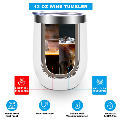 LONGXIN Gilmore-inspired wine tumbler side view with lid, spill-resistant for travel
