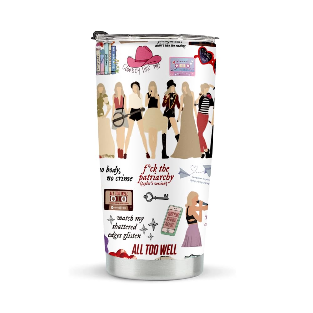 LONGXIN Singer Inspired Tumbler 20oz with clear lid, ideal for on-the-go drinks.