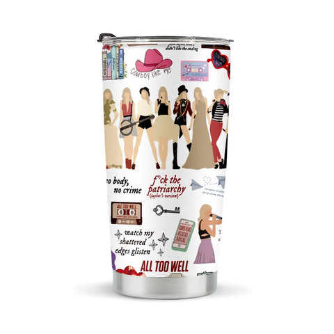 LONGXIN Singer Inspired Tumbler 20oz with clear lid, ideal for on-the-go drinks.