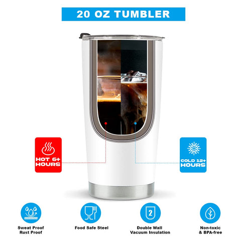 LONGXIN Vintage Movie Tumbler 20oz interior view emphasizing rust-resistant metal and flavor-neutral surface.