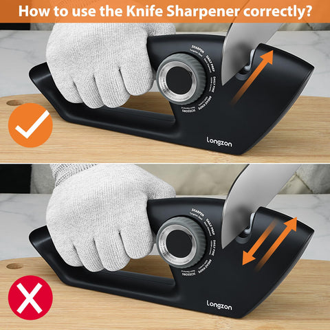 Longzon cut-resistant glove included for safer sharpening at home