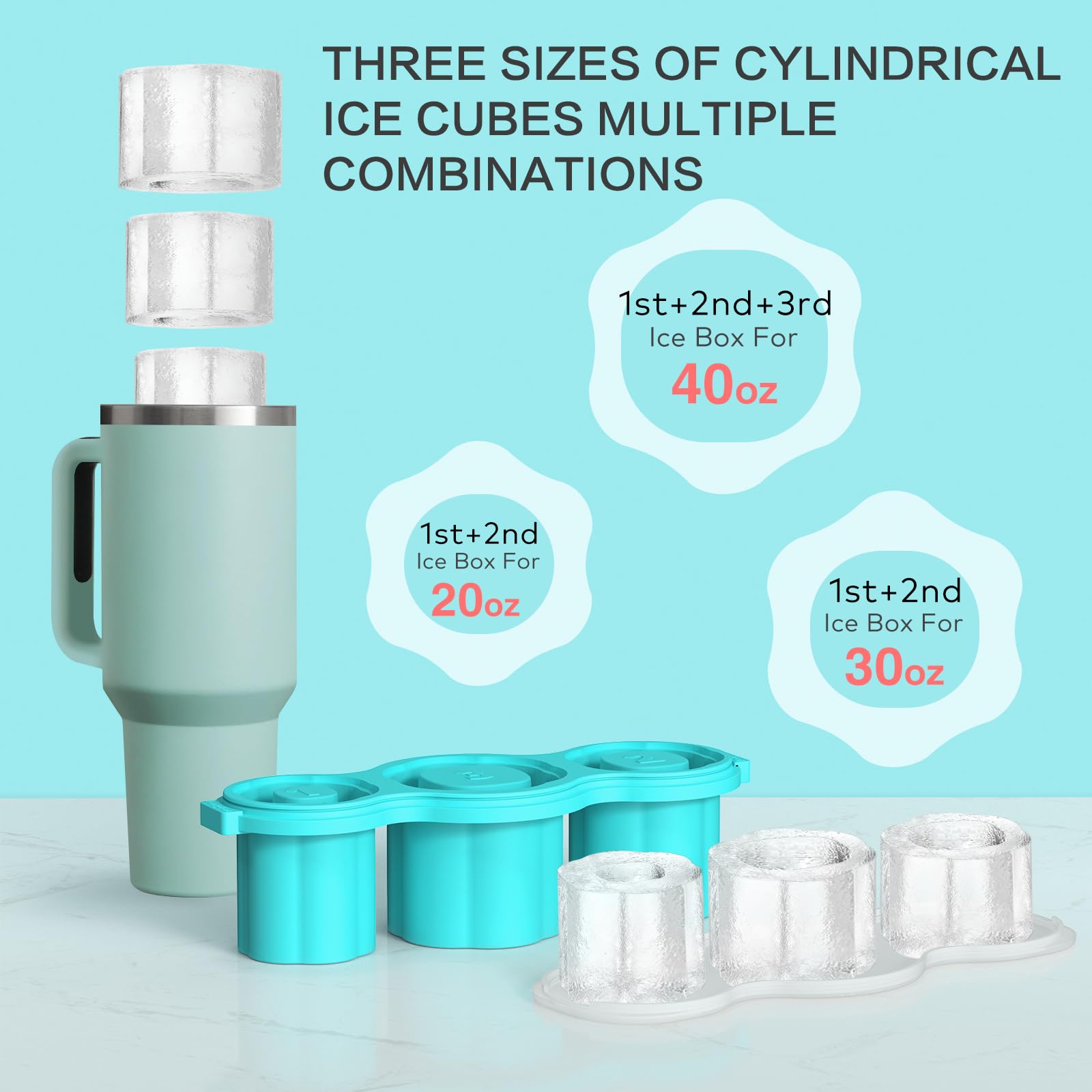 Longzon Easiest Release hollow cylinder ice cubes create slow-melt for less dilution