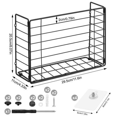 Lonian installation includes screws and four adhesive hooks for flexible mounting.