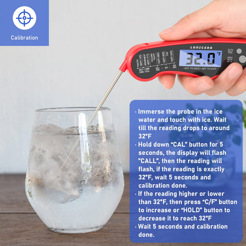 Calibration-ready LONICERA thermometer lets you verify accuracy with ice-water tests.