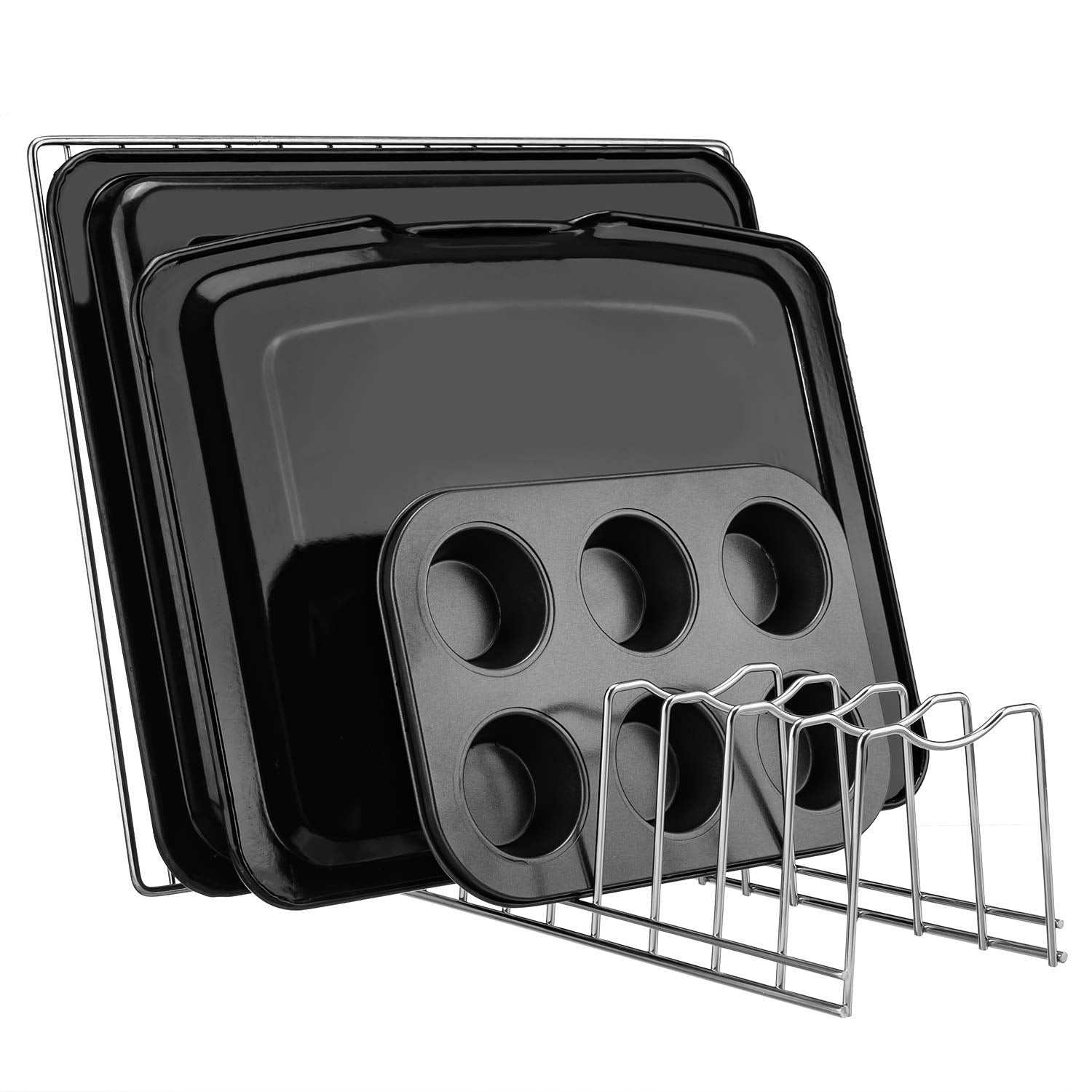 Lonpute lid rack with dividers configuration for lids and pans