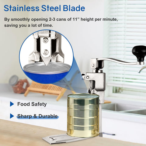 Lonsge industrial can opener handles up to 10 cans and 11-inch tall cans.