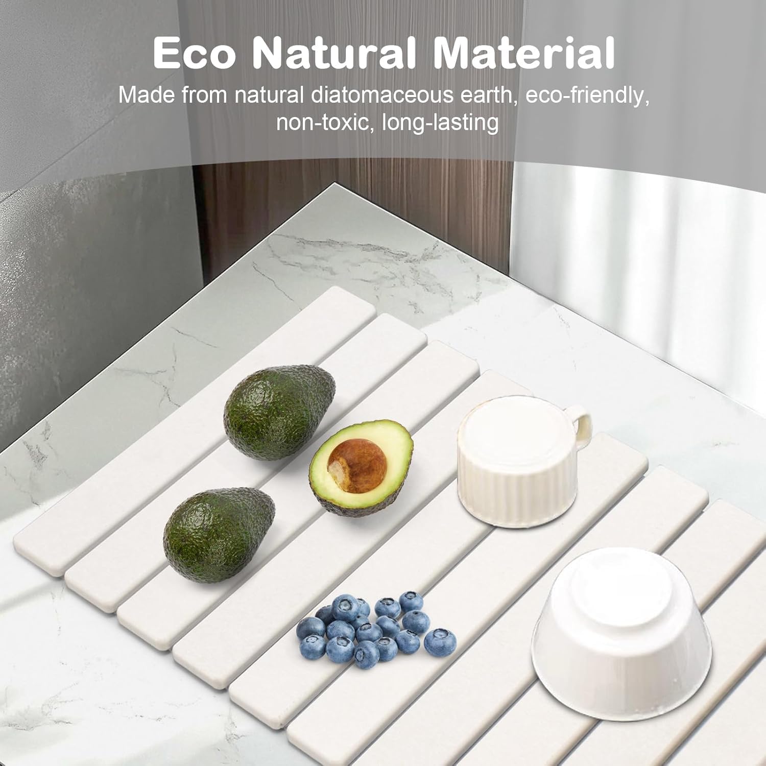 Lonsta eco-friendly mat protects countertops with a dry, hygienic surface.