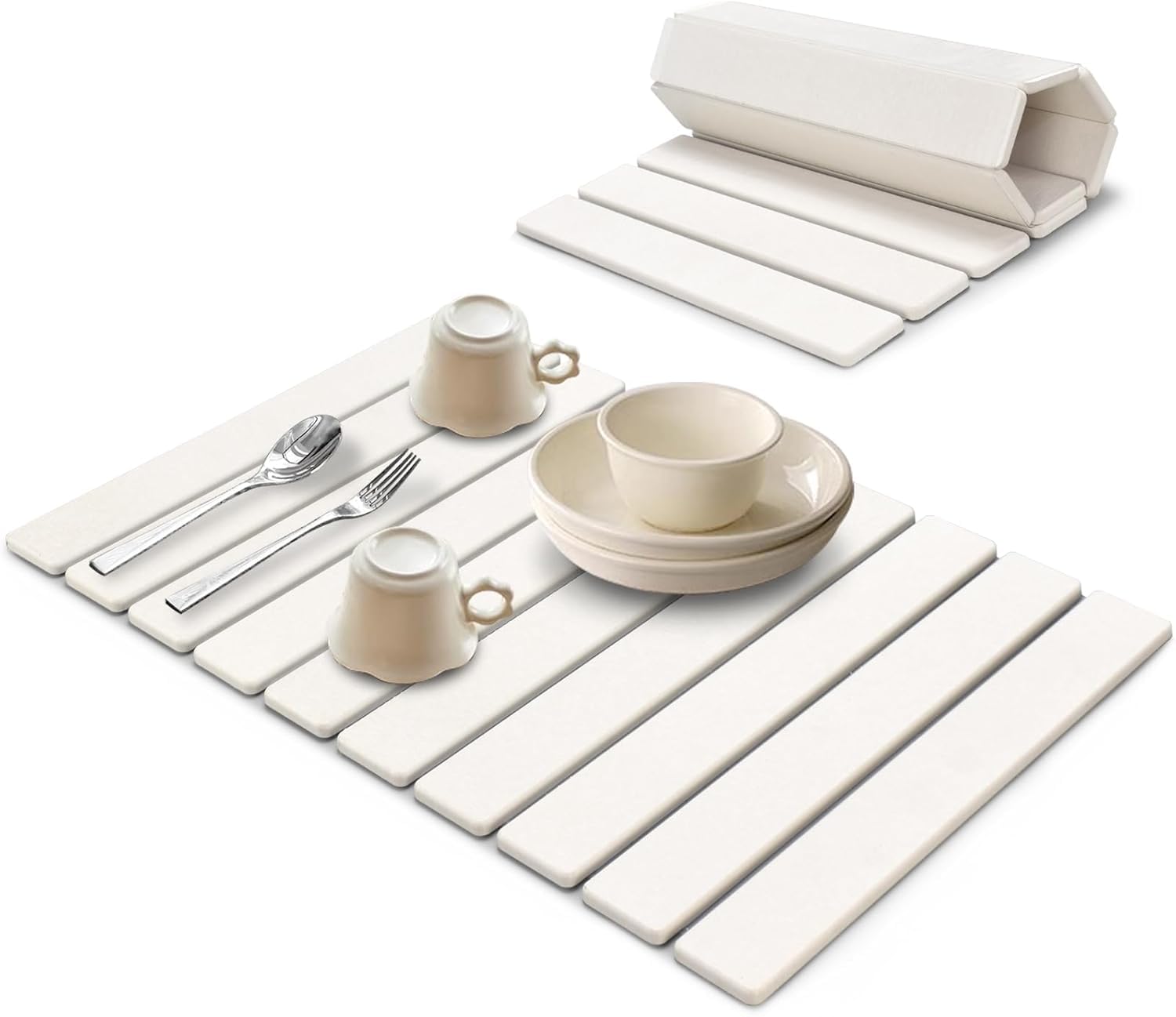 Lonsta large stone drying mat on white counter absorbs moisture for a clean look.
