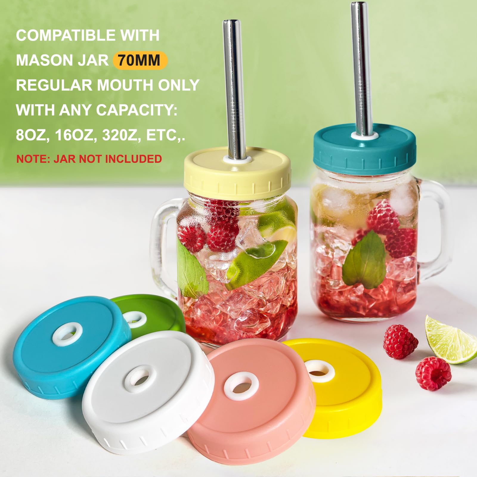 LonXFan regular mouth lid in blue creates a cool, practical jar lid for beverages.