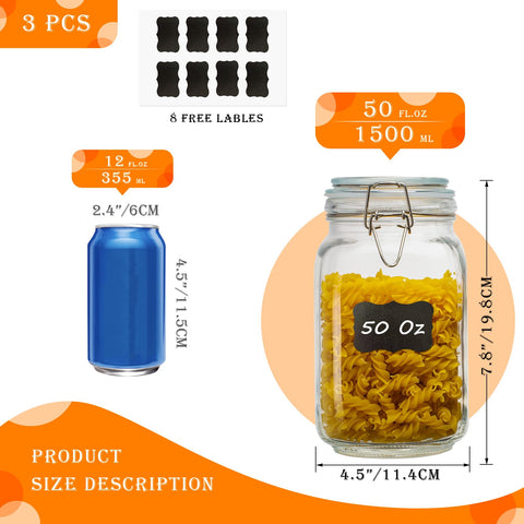 LOOIOOJ three-pack pantry canisters organized for oats and pasta