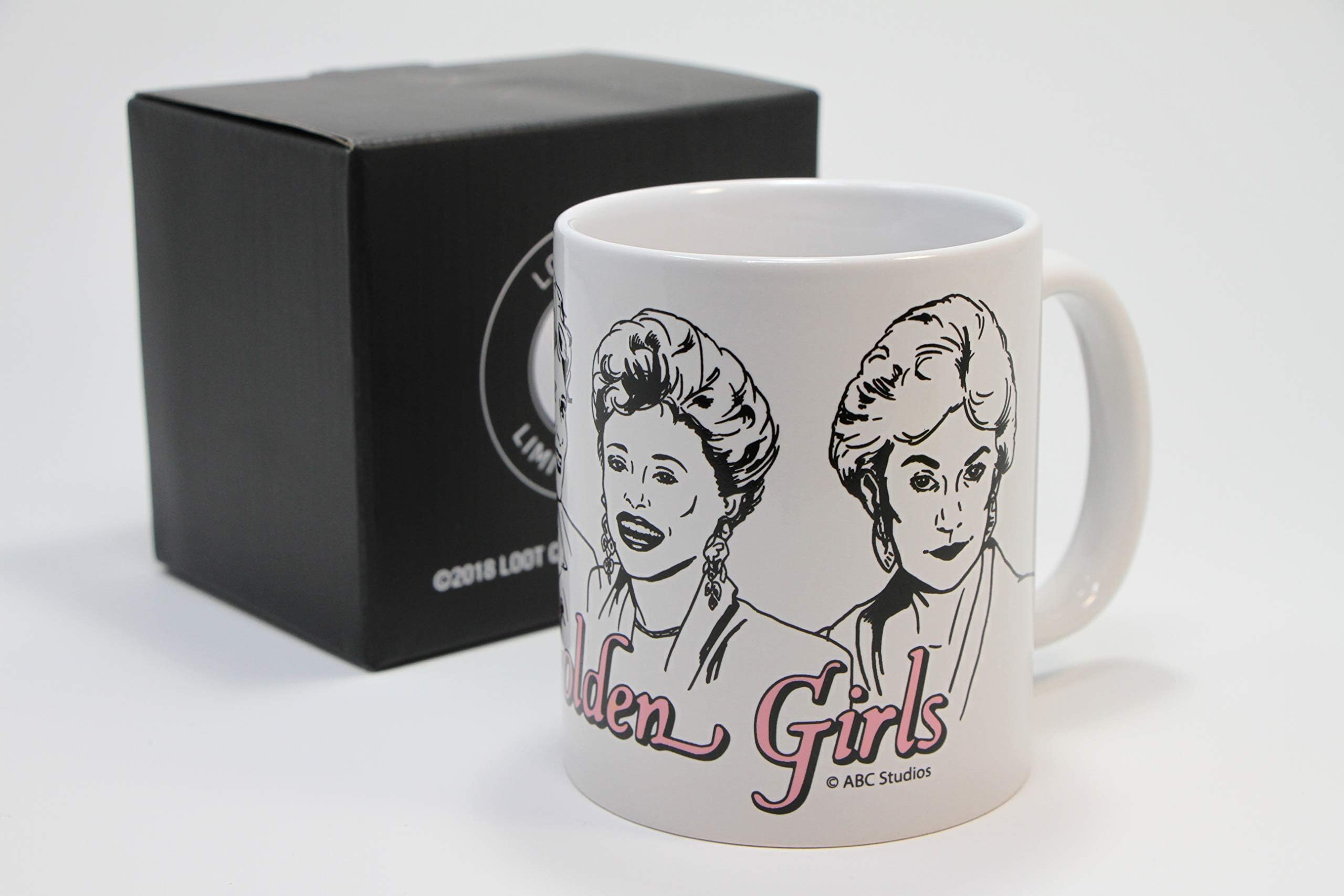 Loot Crate The Golden Girls mug, on desk, elevates mornings with cheerful vibes.