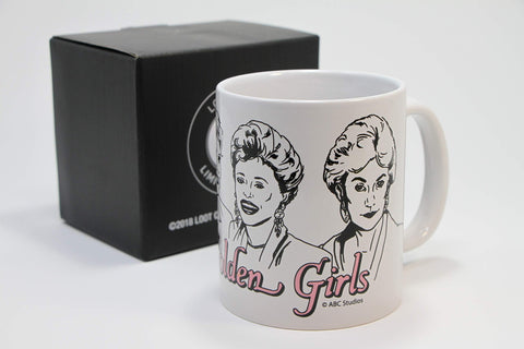 Loot Crate The Golden Girls mug, on desk, elevates mornings with cheerful vibes.
