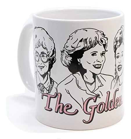 Loot Crate The Golden Girls mug, side view with comfortable handle for hot beverages.