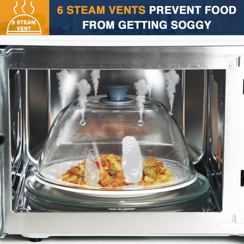Clear borosilicate glass lid for easy food monitoring.