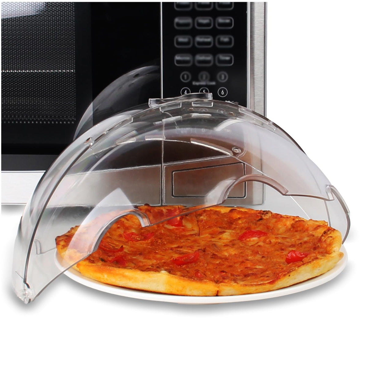 Lopeztek flippable microwave splatter cover with dome design for mess-free heating.
