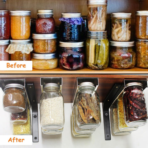 Lopeztek Mason Jar Organizer supports jars from 4 oz to 64 oz for versatile storage.