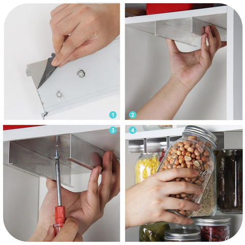 Lopeztek Mason Jar Organizer demonstrates two racks maximizing vertical space.
