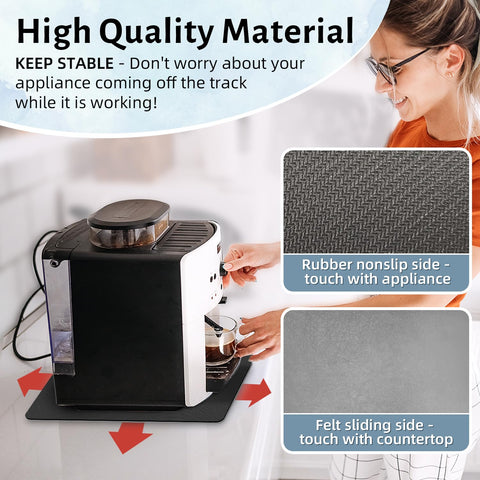 LOPNUR coffee maker slider tray enables smooth glide and countertop protection.