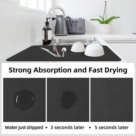 LOPNUR dish drying mat showing non-slip rubber back to prevent sliding