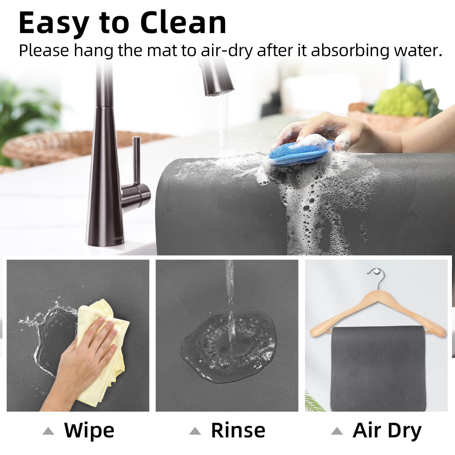 LOPNUR extra-large mat offers ample space for large kitchen tasks.