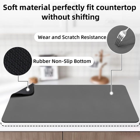 LOPNUR fast-drying mat helps air-dry dishes quickly on the counter.