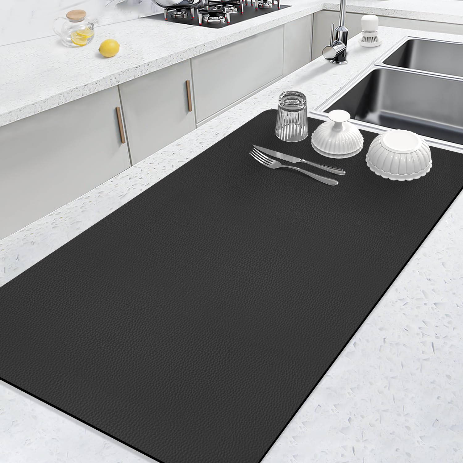 LOPNUR 31.5x17 dish drying mat on counter absorbs water quickly for faster air drying