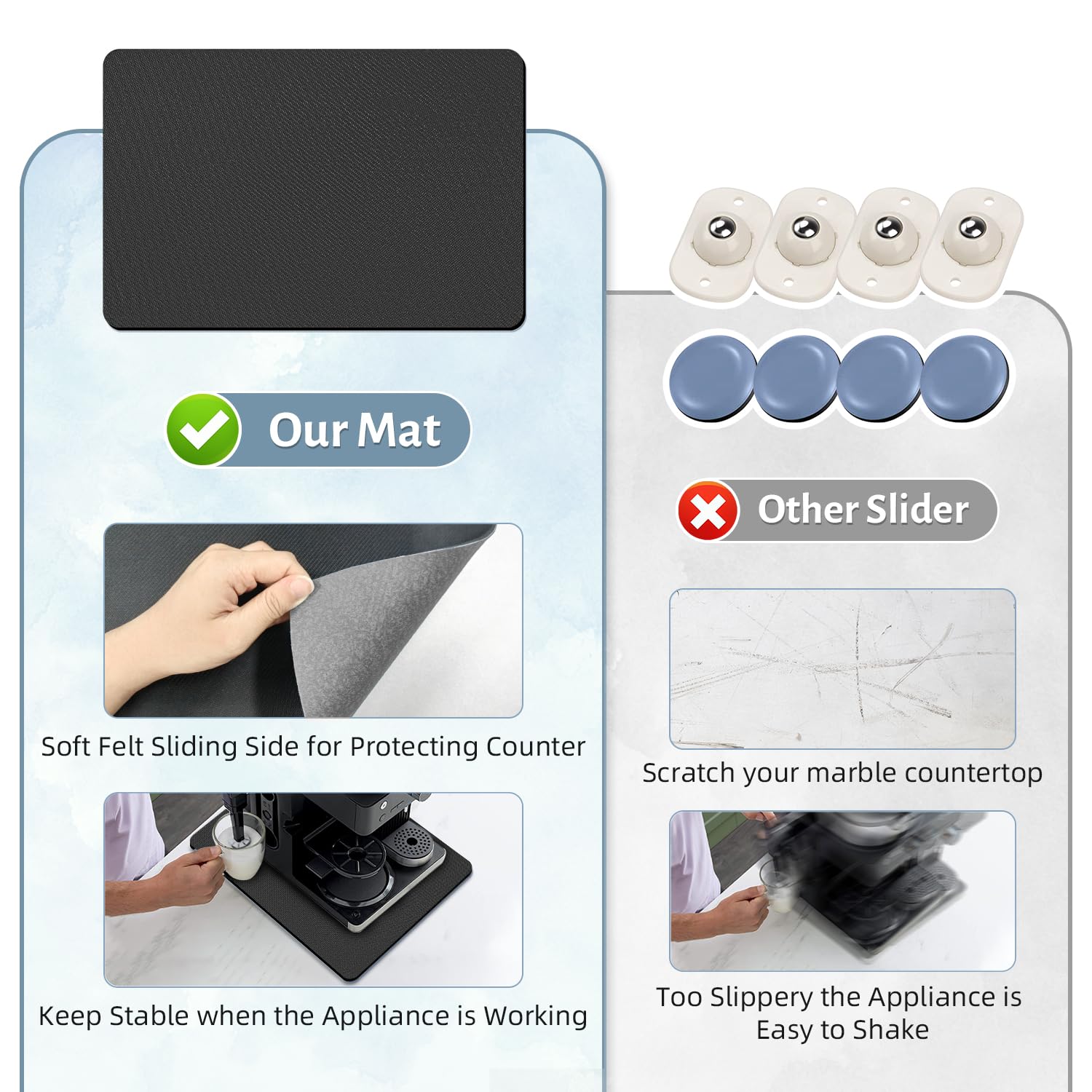 LOPNUR multipurpose appliance slider supports toaster ovens and blenders without scratches.