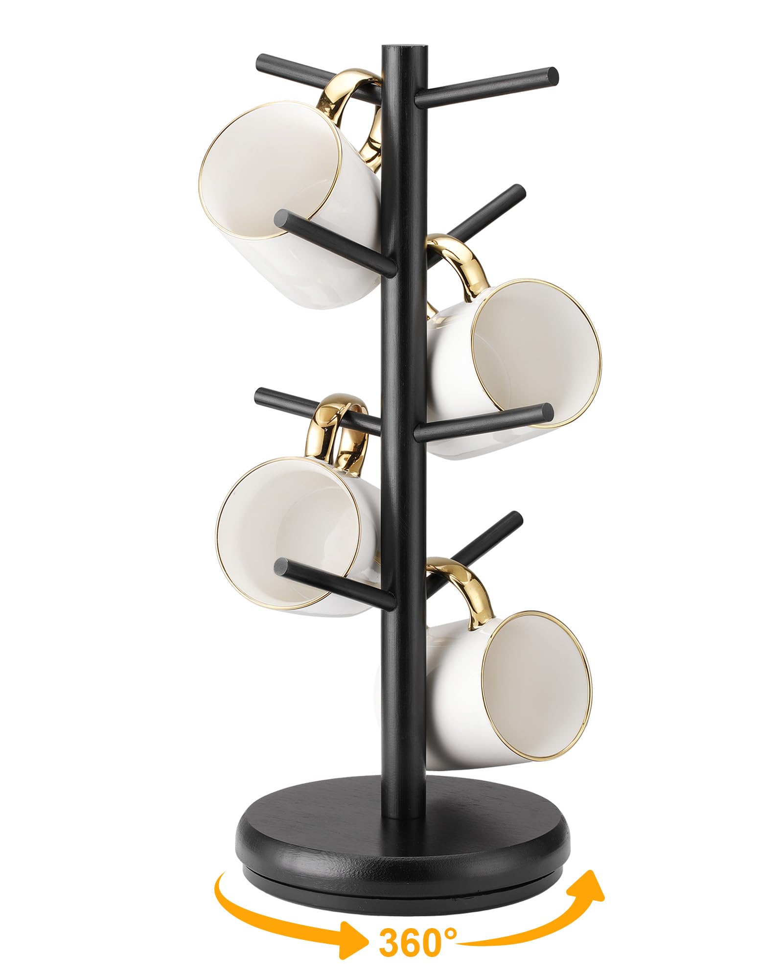 Lorbro Coffee Mug Tree with 360-degree rotation for easy mug access