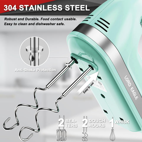Lord Eagle hand mixer 5-speed dial for versatile mixing control.