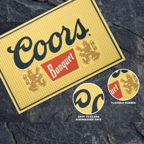 LORD'S ROCKS bar mat provides countertop protection during drinks and coffee prep.
