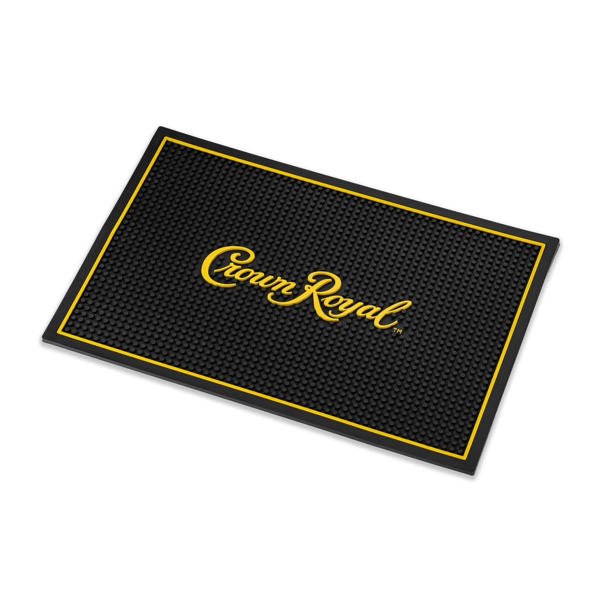LORD'S ROCKS Crown Royal Bar Mat logo enhances home bar branding.