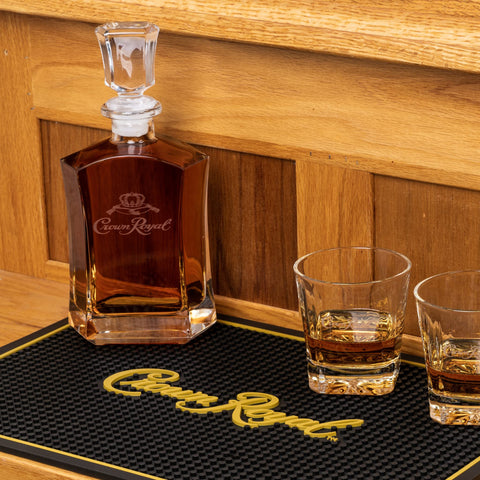 LORD'S ROCKS Crown Royal Bar Mat catches spills to simplify cleanup.