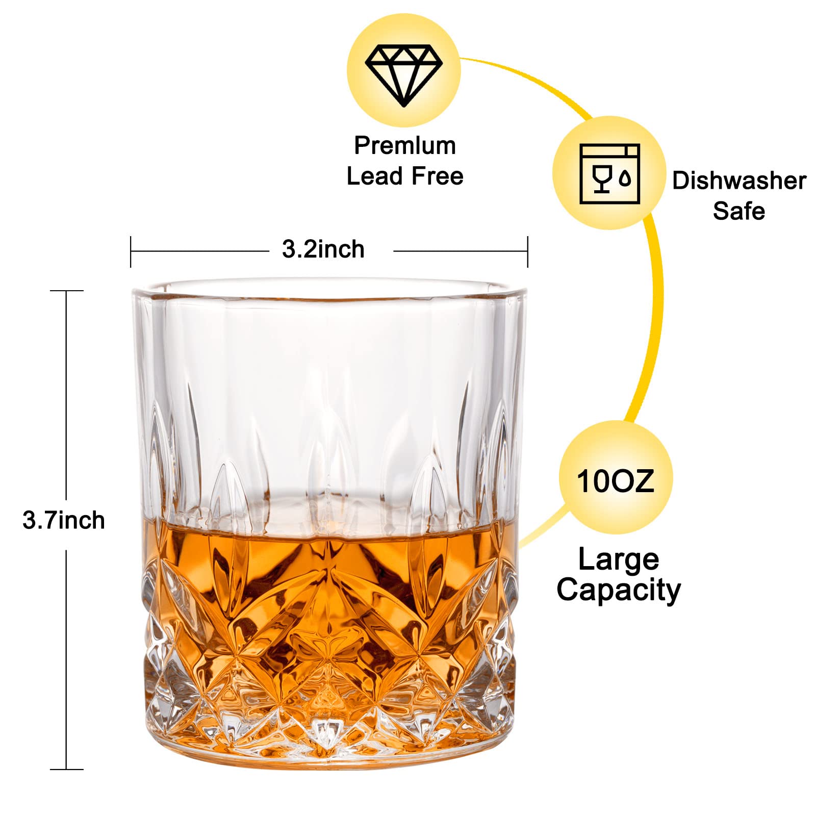 LORSIA crystal bourbon glasses close-up highlighting substantial feel and quality.