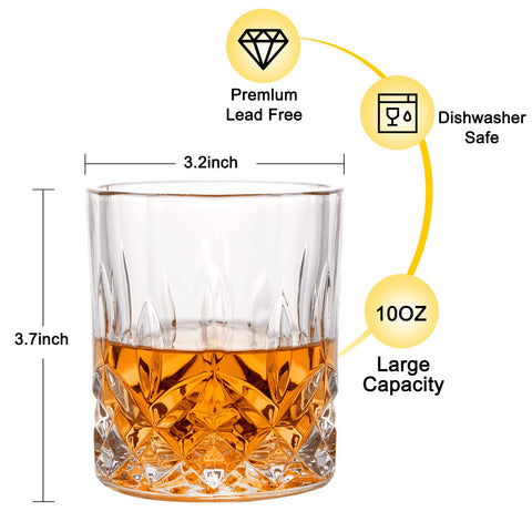 LORSIA crystal bourbon glasses close-up highlighting substantial feel and quality.