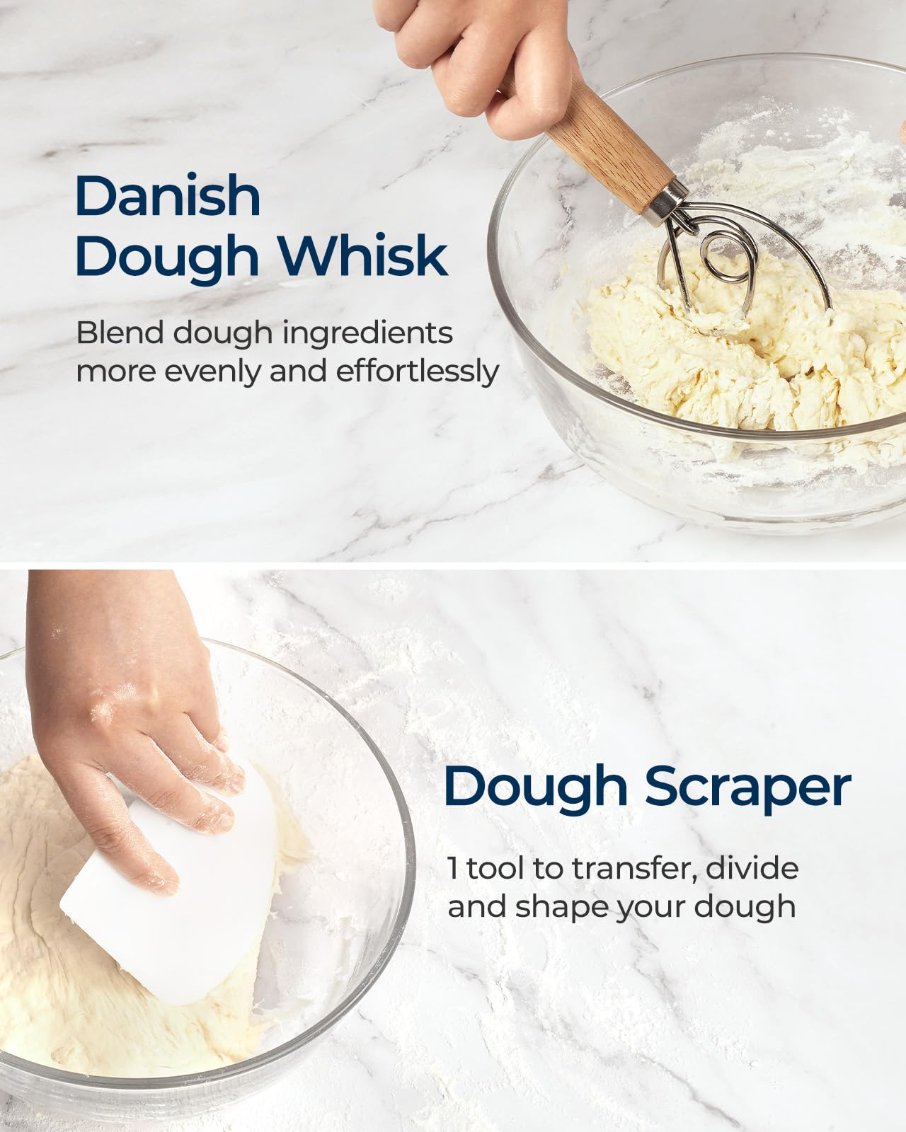 Lorzon flour-duster keeps flour light for smooth proofing surfaces.