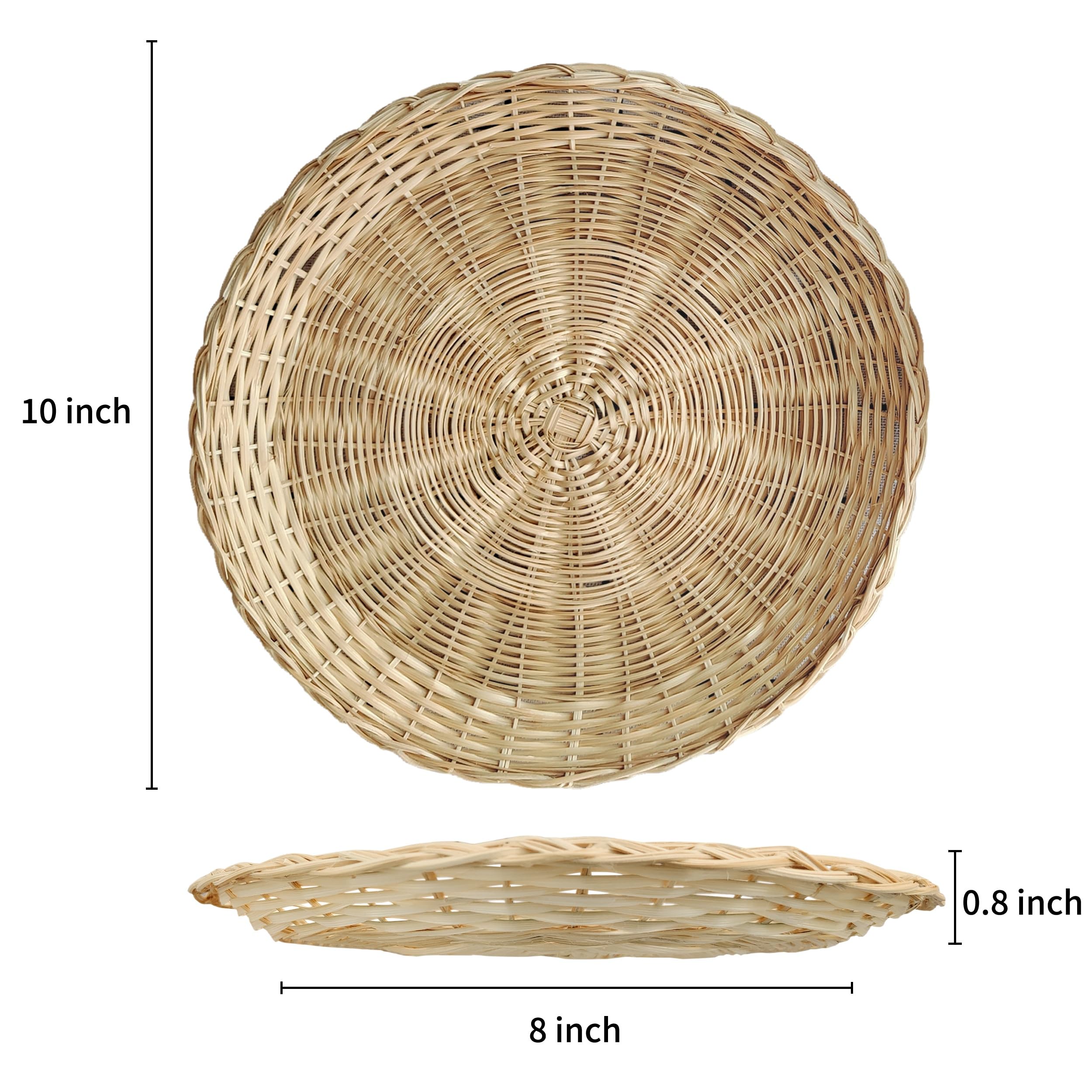 Losaria 10in wicker plate holder stacked view shows space-saving, reusable dining solution.