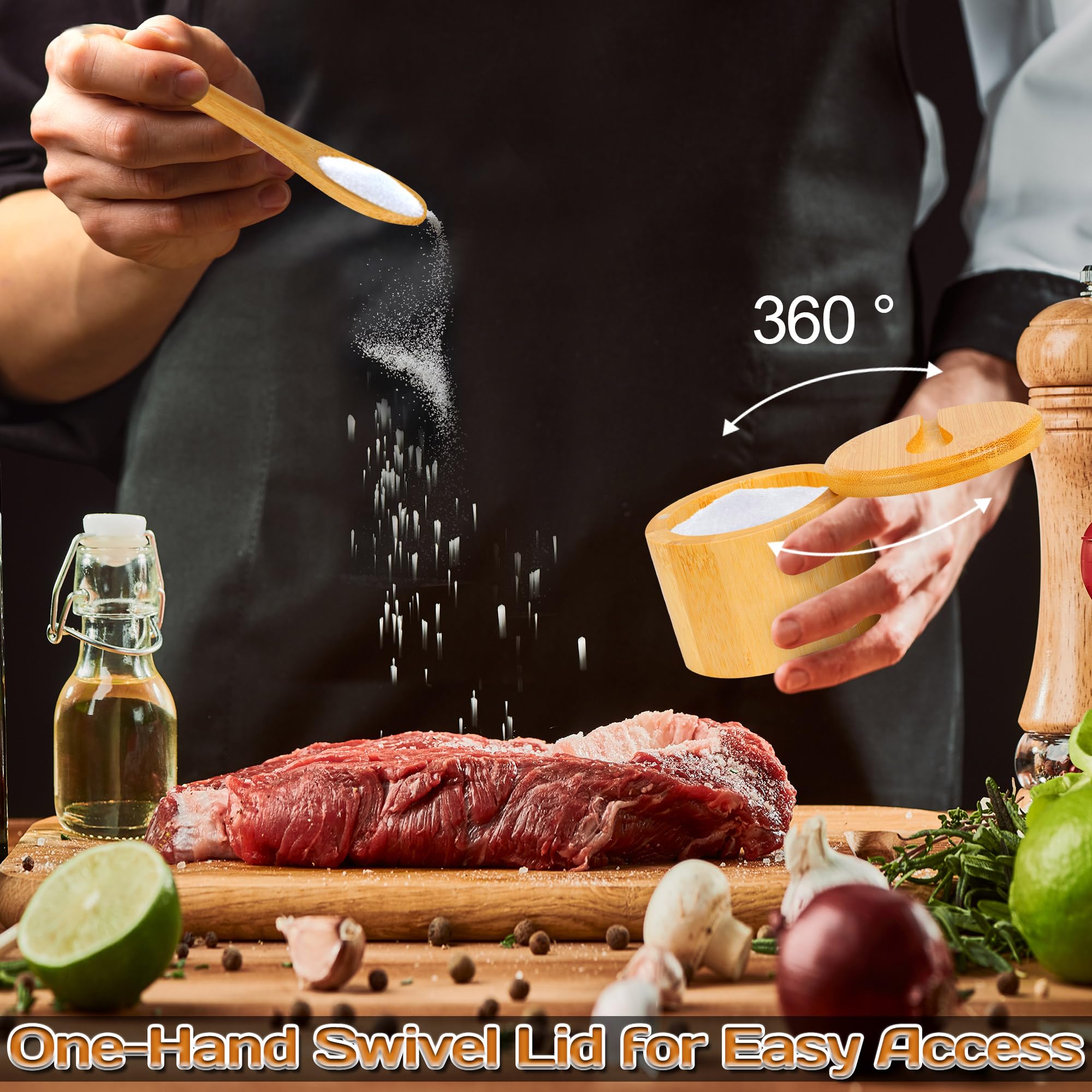 Loscarol salt cellar with spoon included, precise pinch for cooking.