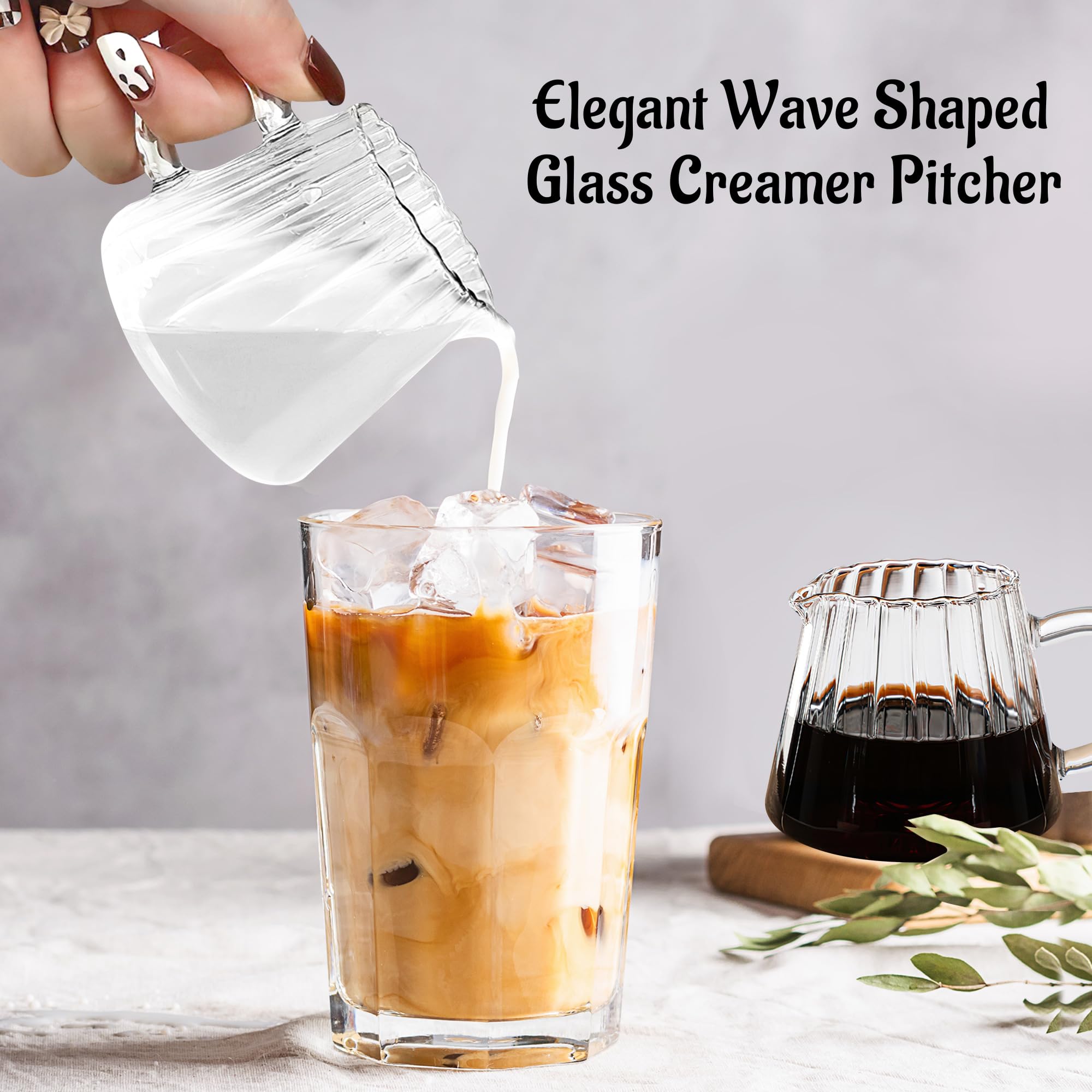 Loscarol small-glass-creamer-6oz ideal for coffee, tea, or syrup.