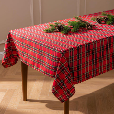 LOSIVISHE Christmas red plaid tablecloth elevates dinners with practical coverage