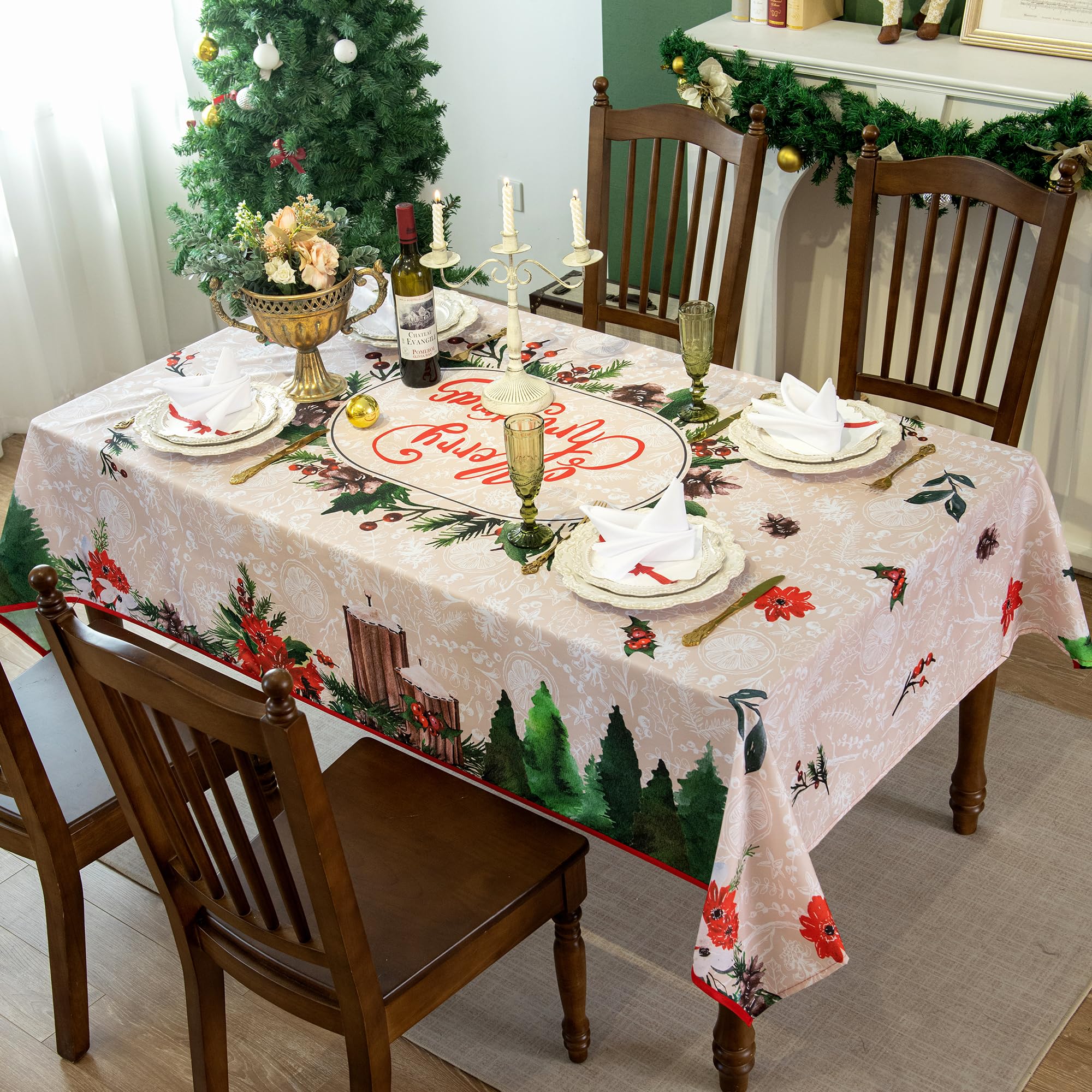 LOSIVISHE tablecloth on a festive dining setup for holiday gatherings