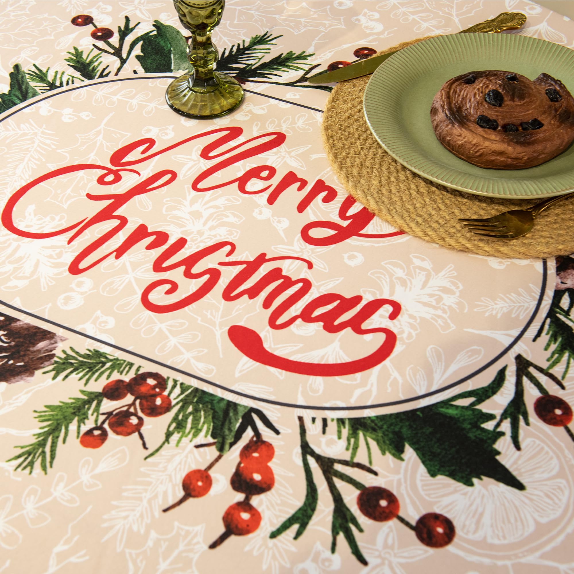 LOSIVISHE versatile table cover for indoor or outdoor holiday entertaining.