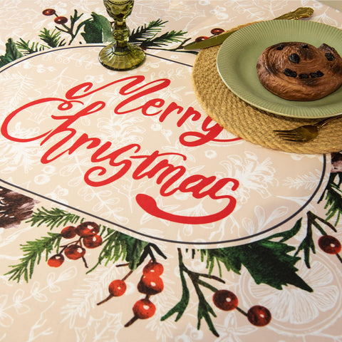 LOSIVISHE versatile table cover for indoor or outdoor holiday entertaining.