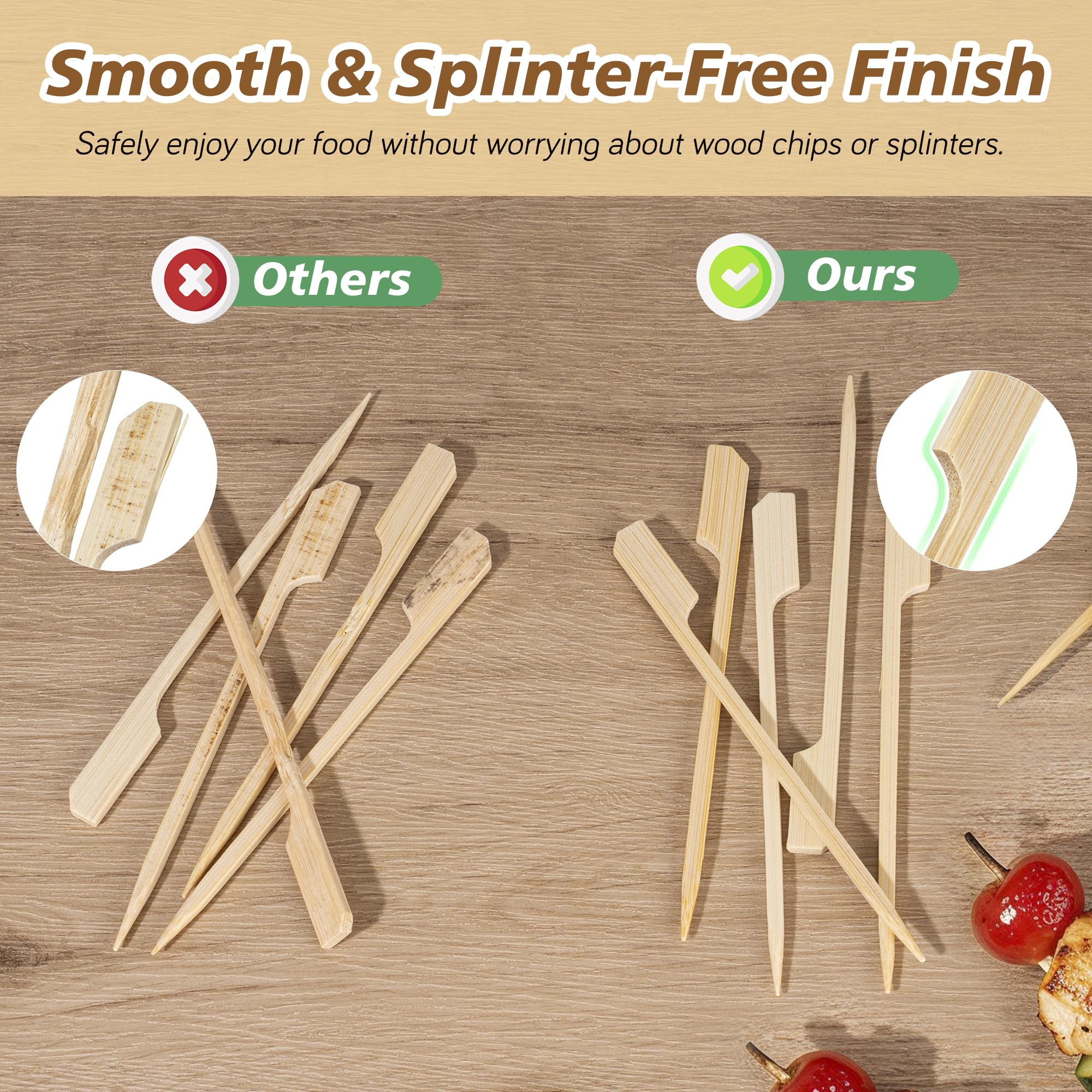 Losneg charcuterie sticks with square shafts prevent rotation on boards.