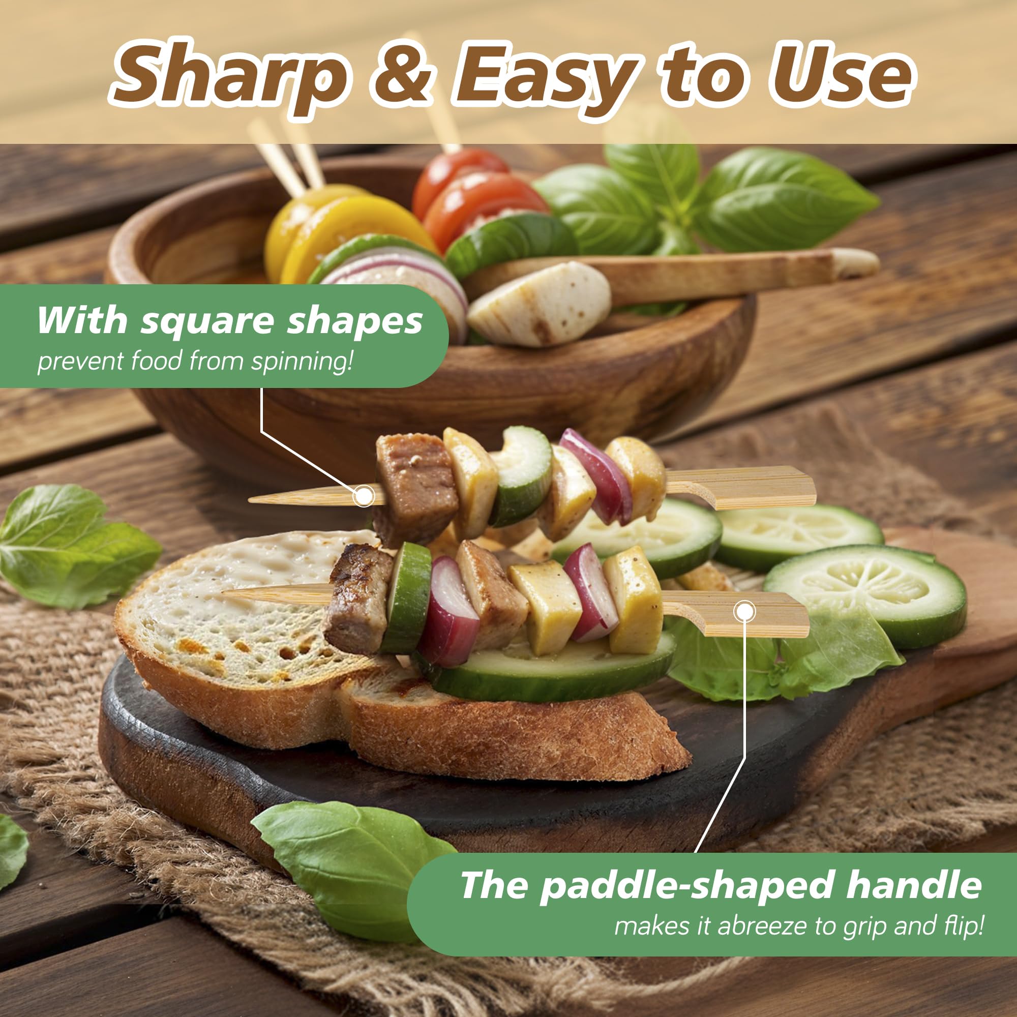 Losneg cocktail picks with flat paddle handle for stable serving.