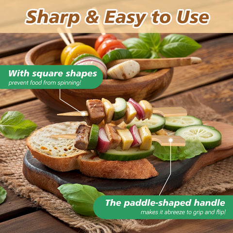 Losneg cocktail picks with flat paddle handle for stable serving.