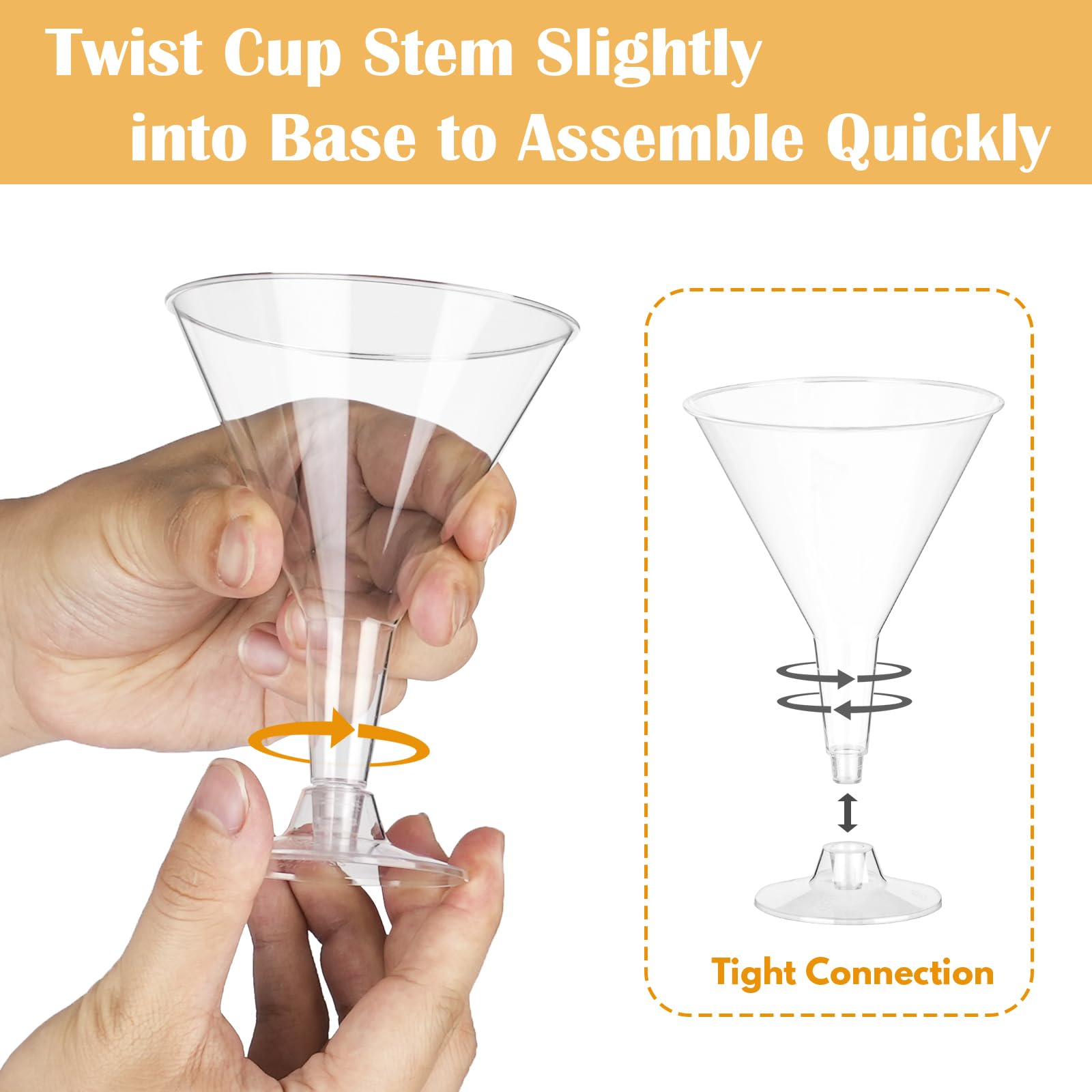 Losneg detachable-stem martini glasses for compact storage and easy transport.