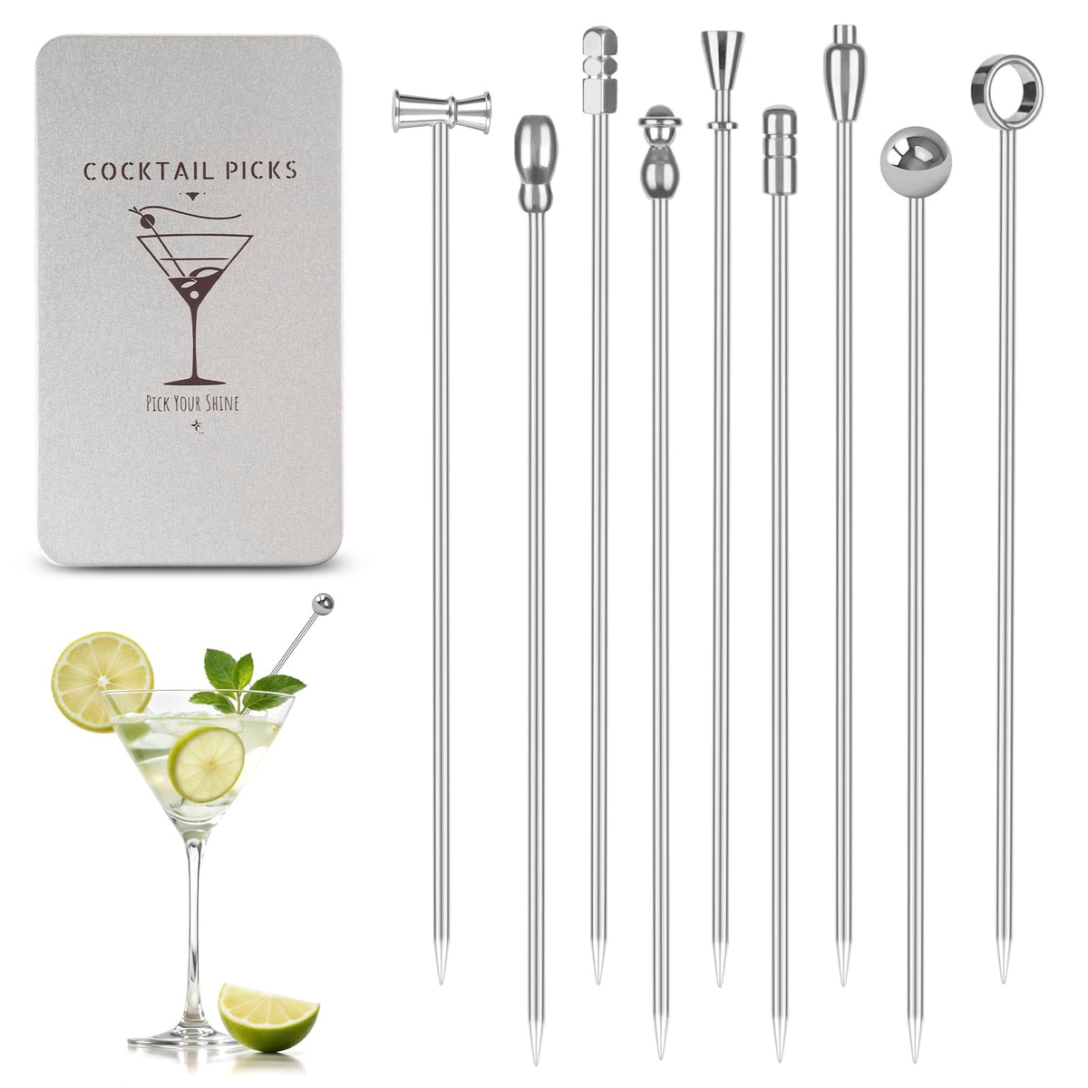 Losneg gift box with metal cocktail picks for gifting presentation.